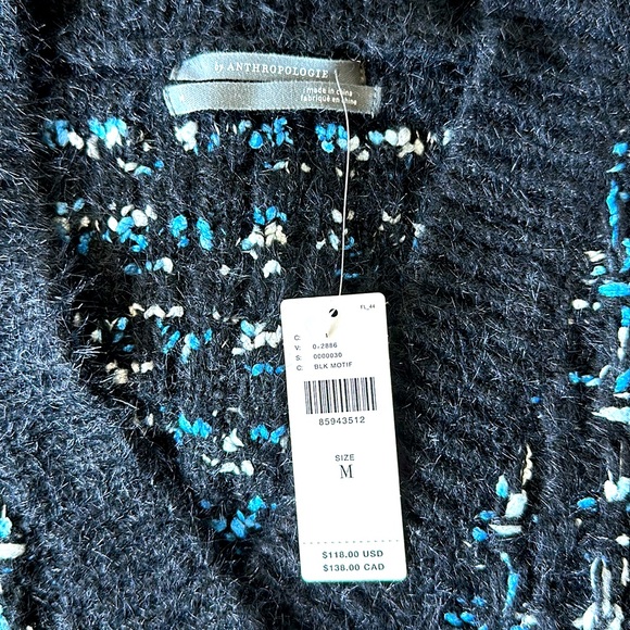 Anthropologie Tweed Fringe Cardigan Sweater Size M - Picture 8 of 8